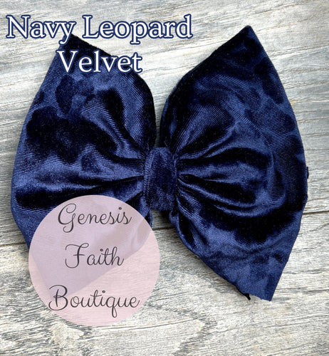 Navy Leopard Velvet